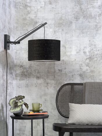 ANDES I black bamboo / linen wall lamp 2