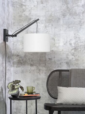 ANDES VIII black bamboo / linen wall lamp 2