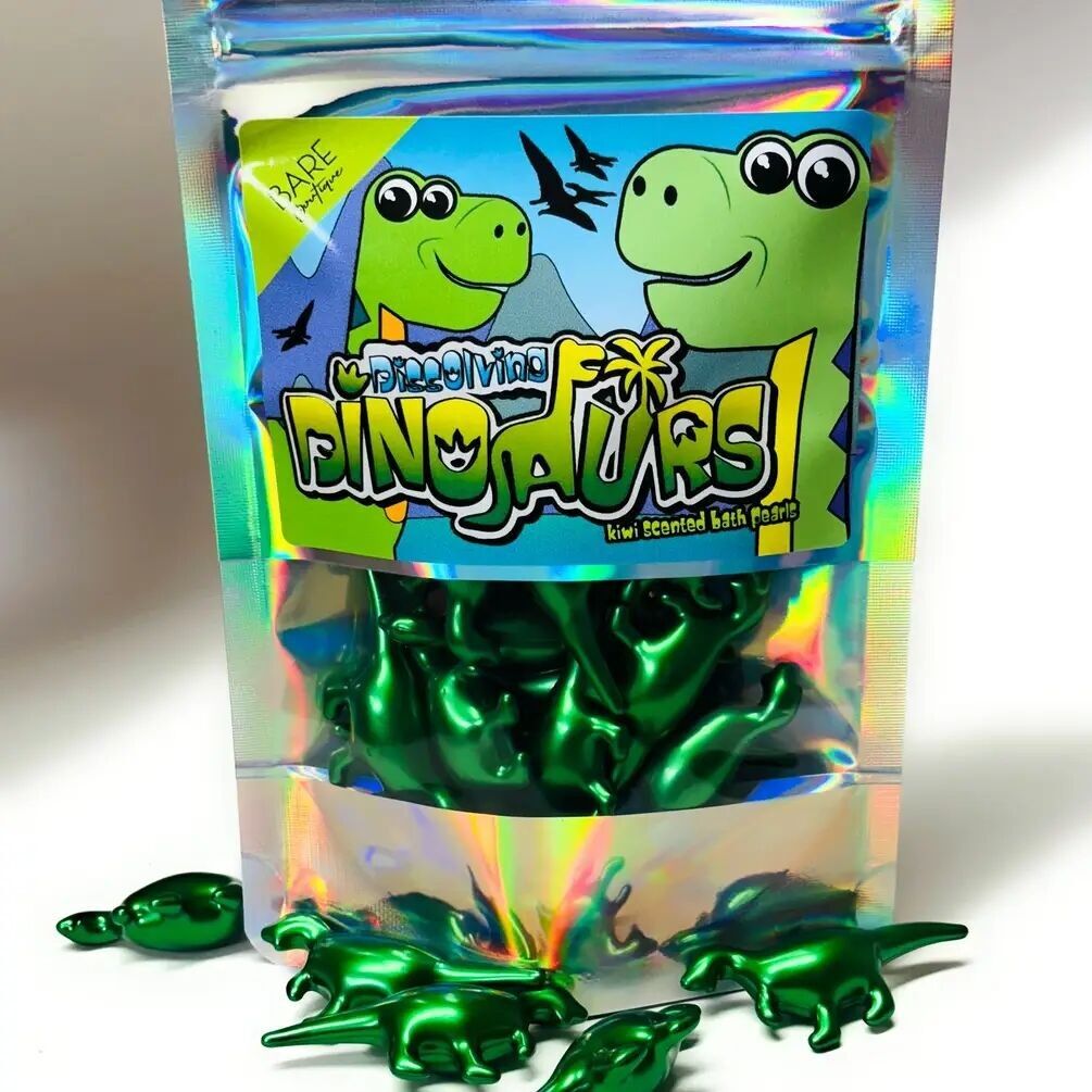 15 x Dissolvable Dinosaur Bath Pearls - Kiwi scented