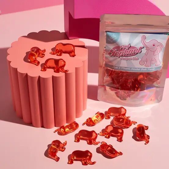 15 x Pink Elephant Shaped Bath Pearls