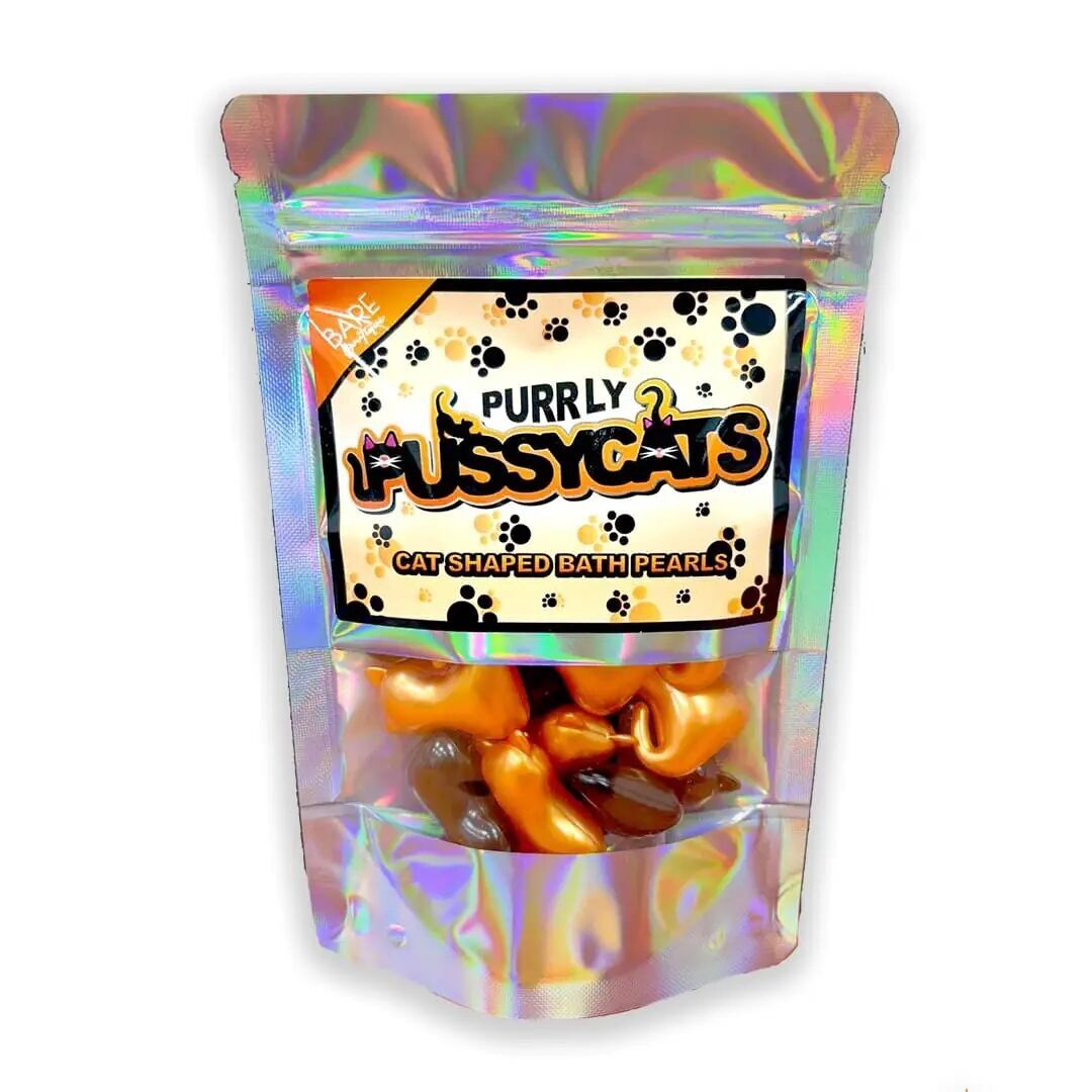 Purrly Pussycats. Cat Shaped Bath Pearls. Bath Beads.