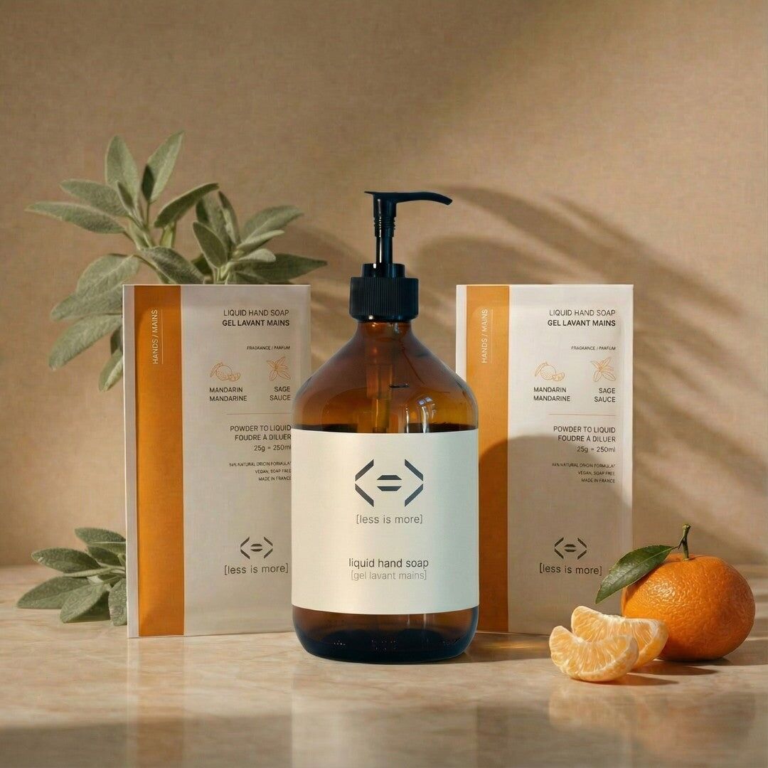 Gel lavant mains [mandarine + sauge] - coffret prestige 500ml avec bouteille en verre