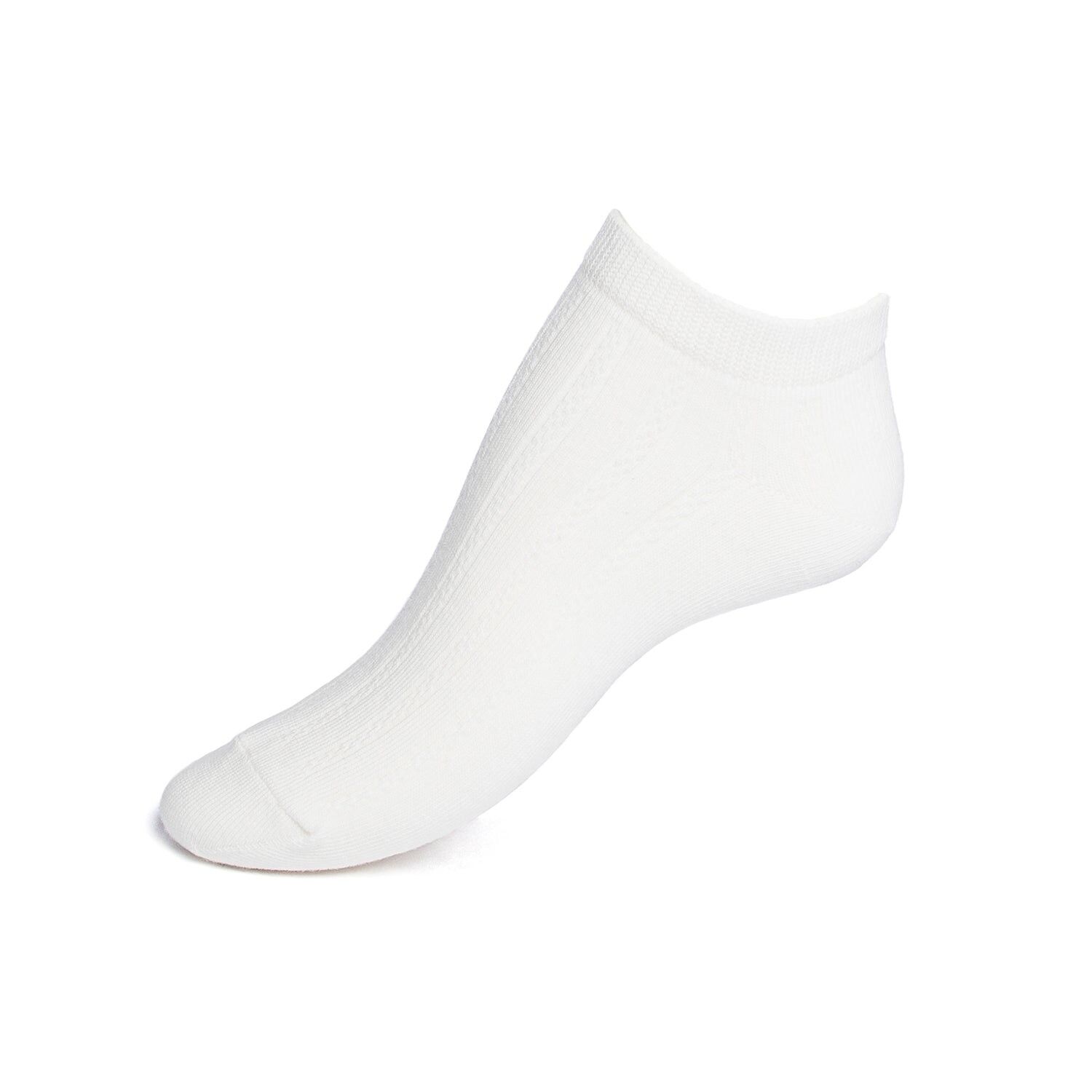 Durchbrochene Rippen - Damensocken - weiße Baumwolle