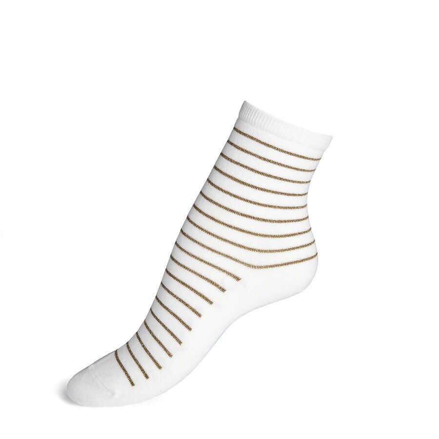 Gestreifte Oberteile – Damensocken – ecrugrüne Baumwolle