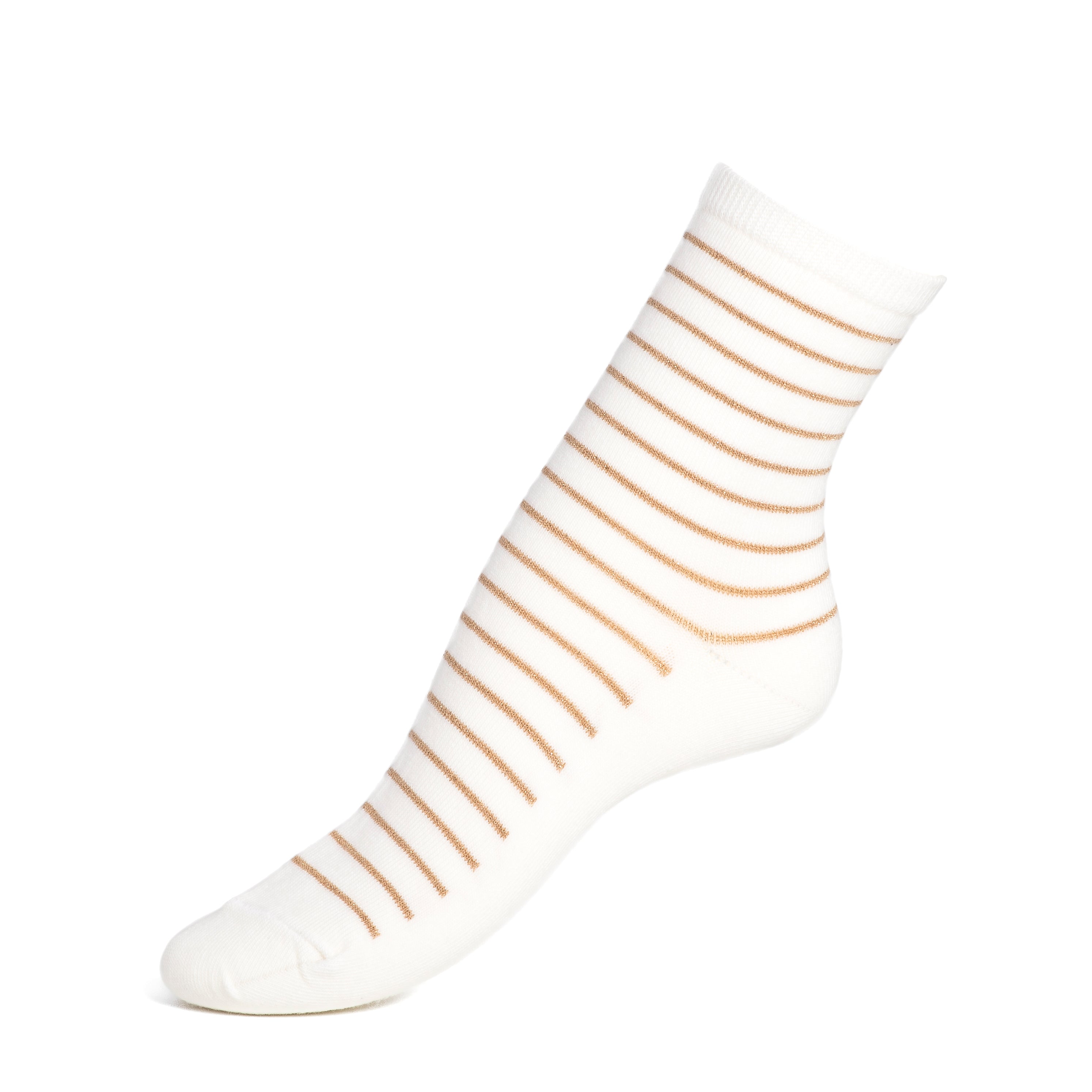 Gestreifte Oberteile - Damensocken - ecrufarbene Baumwolle oder