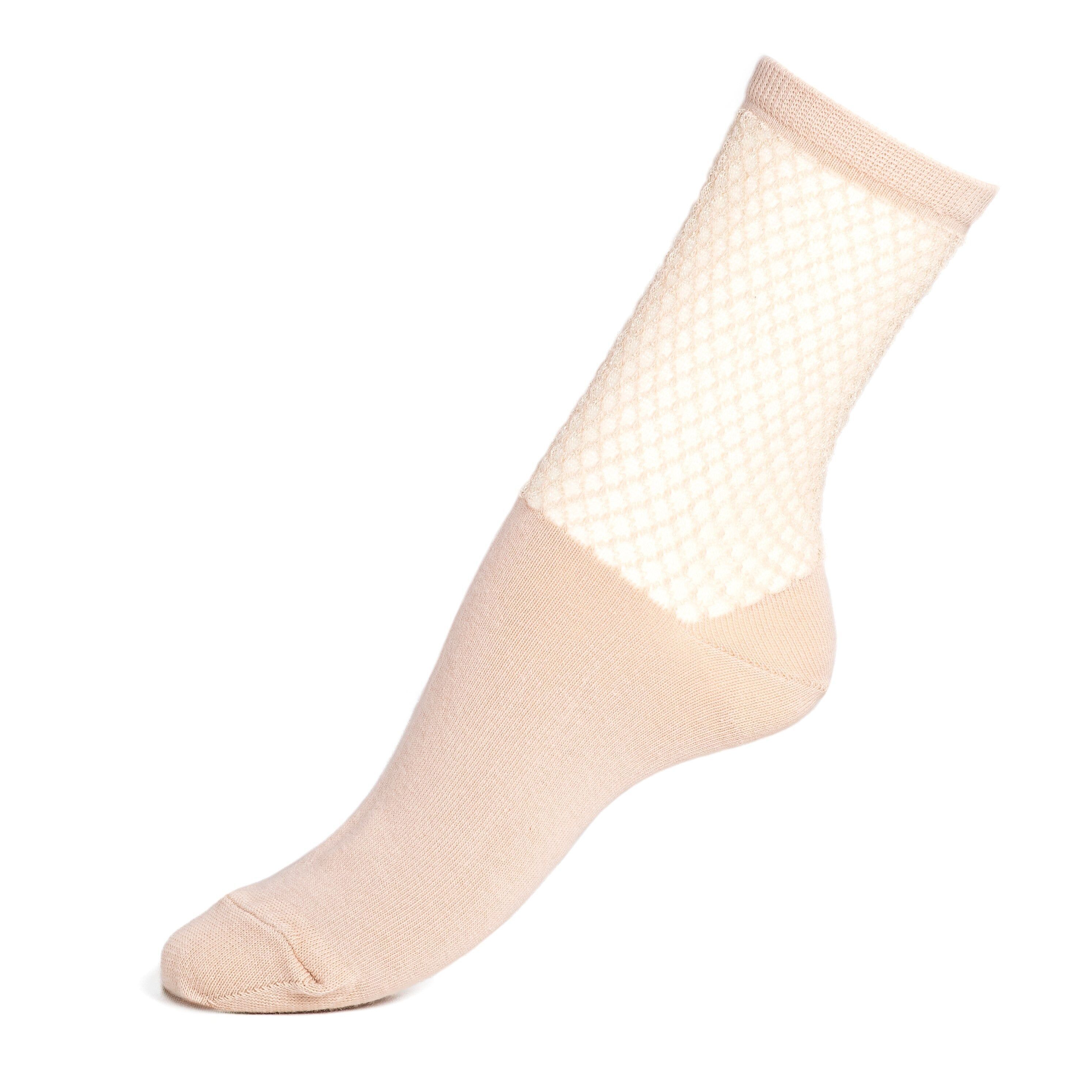 Netz-Mesh - Damensocken - beige Baumwolle