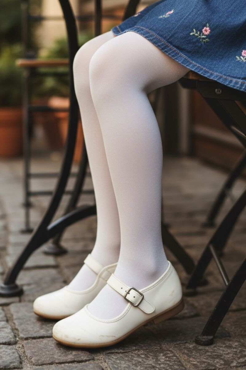 STEFFI white sparkly tights for girls