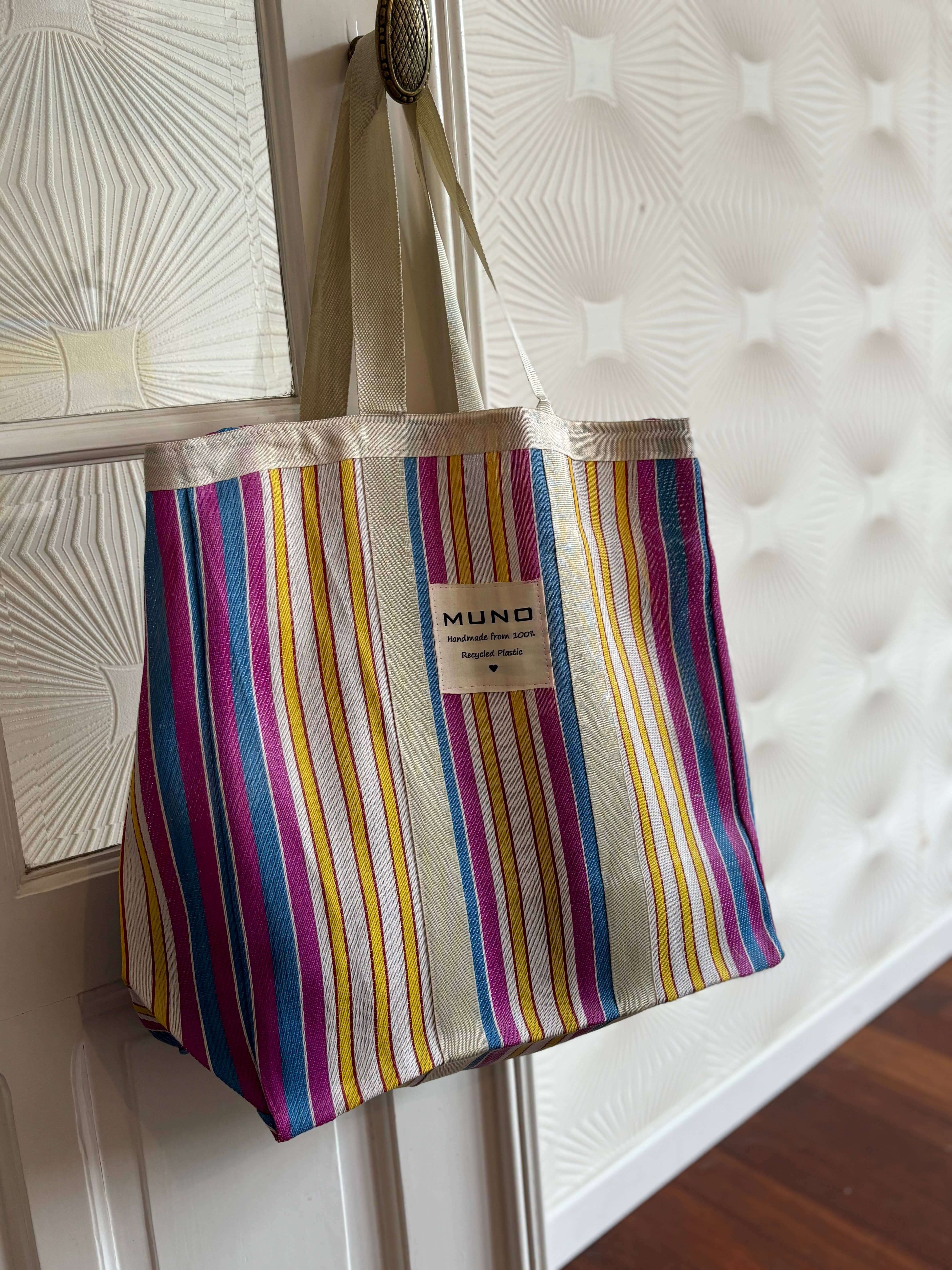 Handmade Recycled Nylon XL Bag - Blue & Purple
