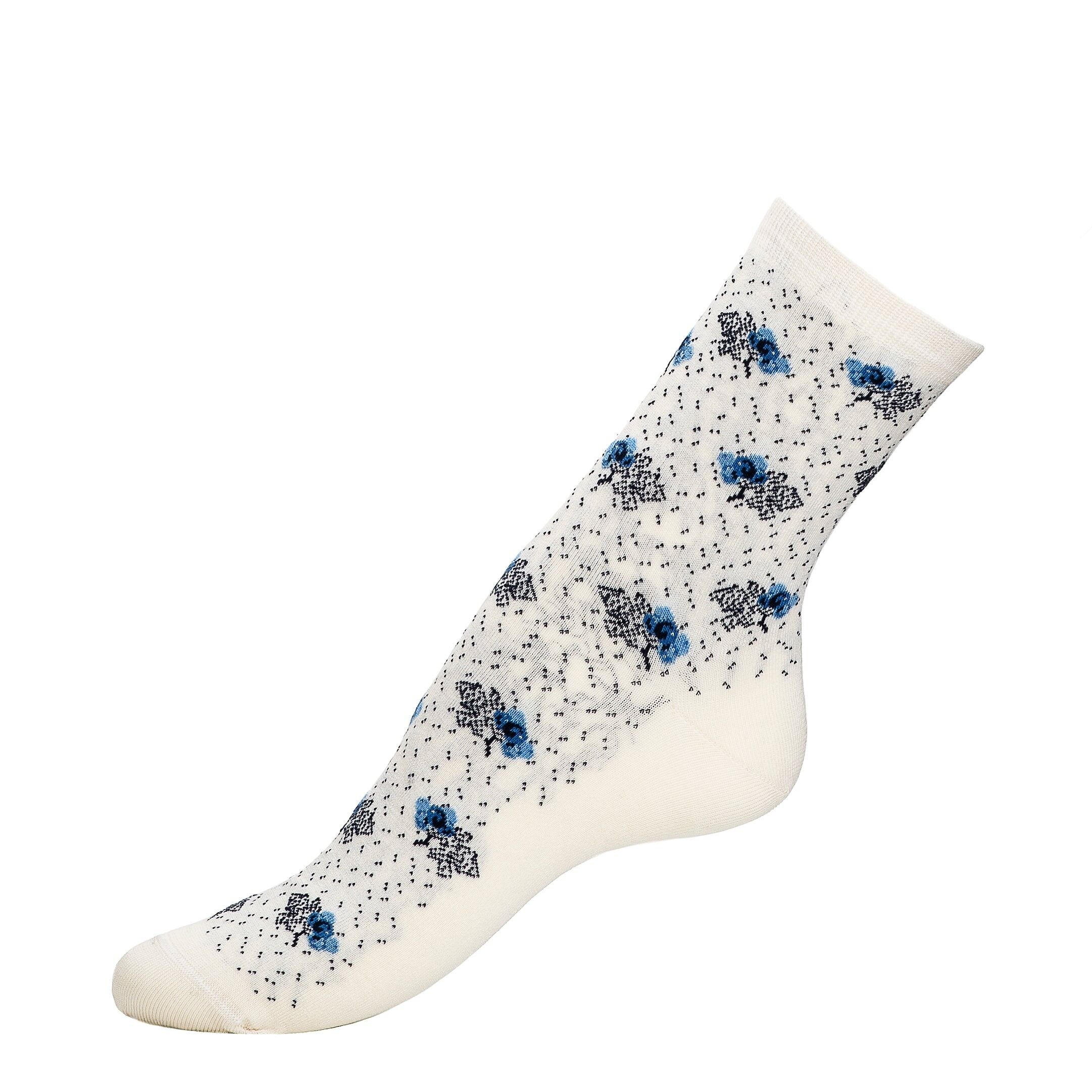 Blaubeeren – Damensocken – ecrufarbene Baumwolle