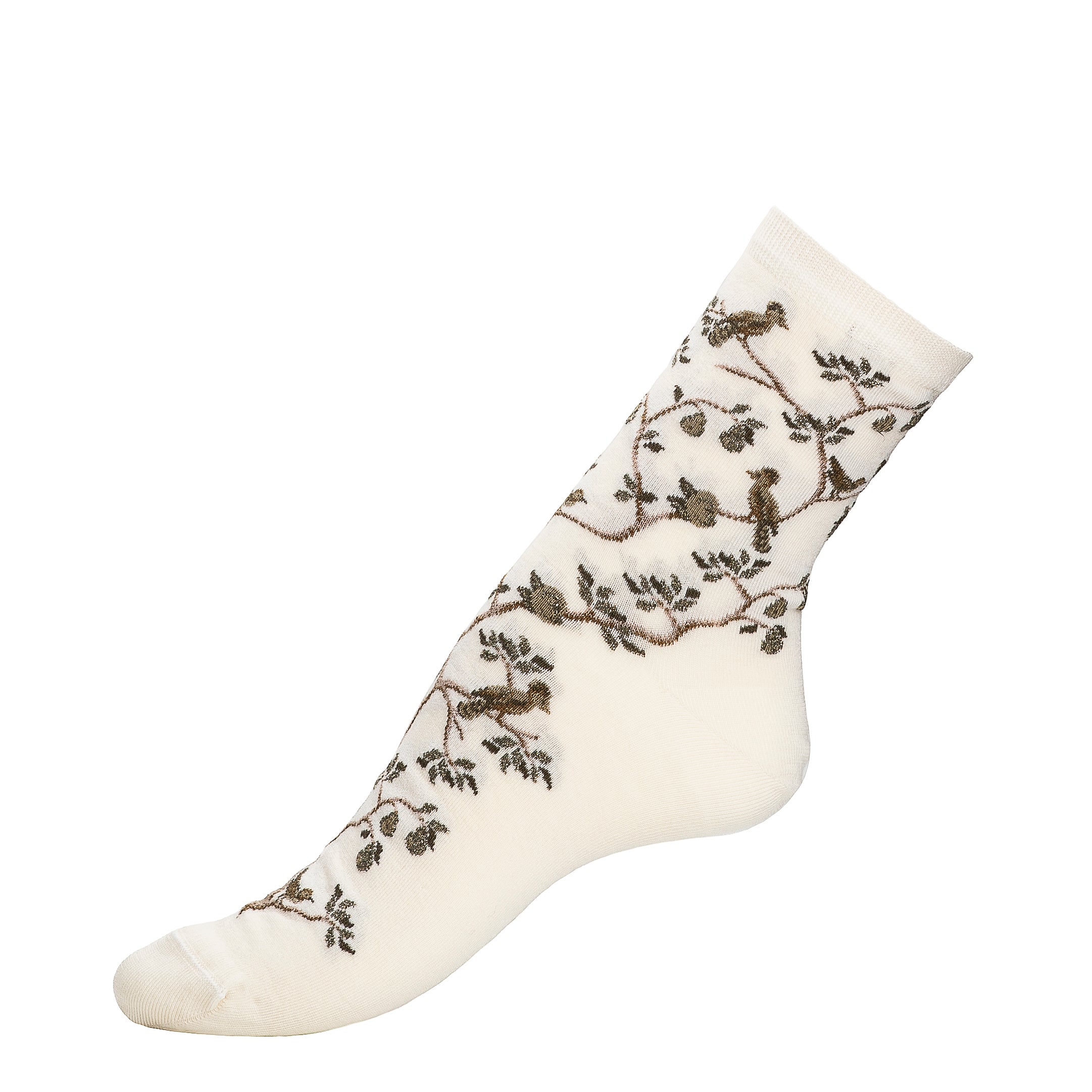 The Woodpeckers – Damensocken – Ecrufarbene Baumwolle