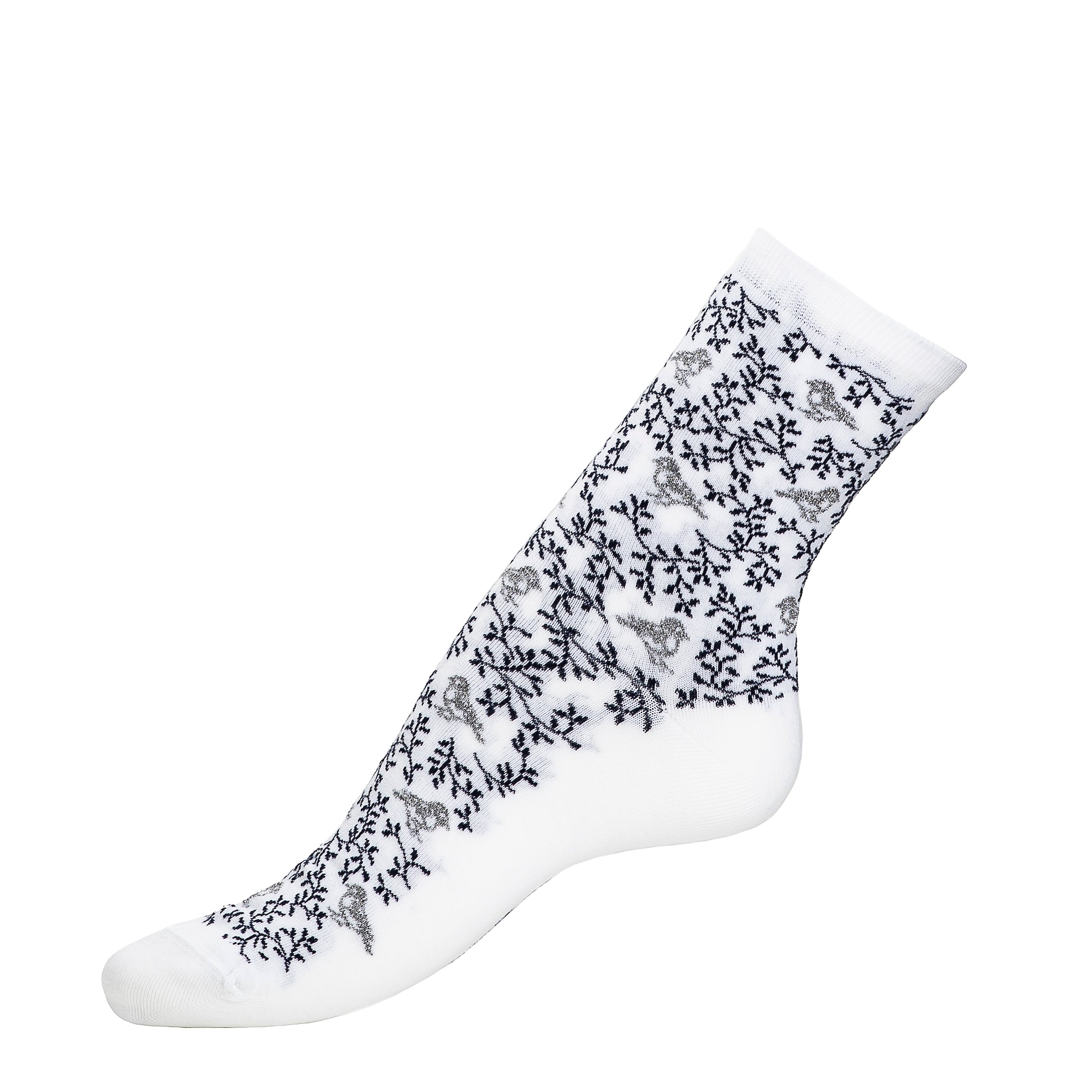 Vögel - Damensocken - weiße Baumwolle