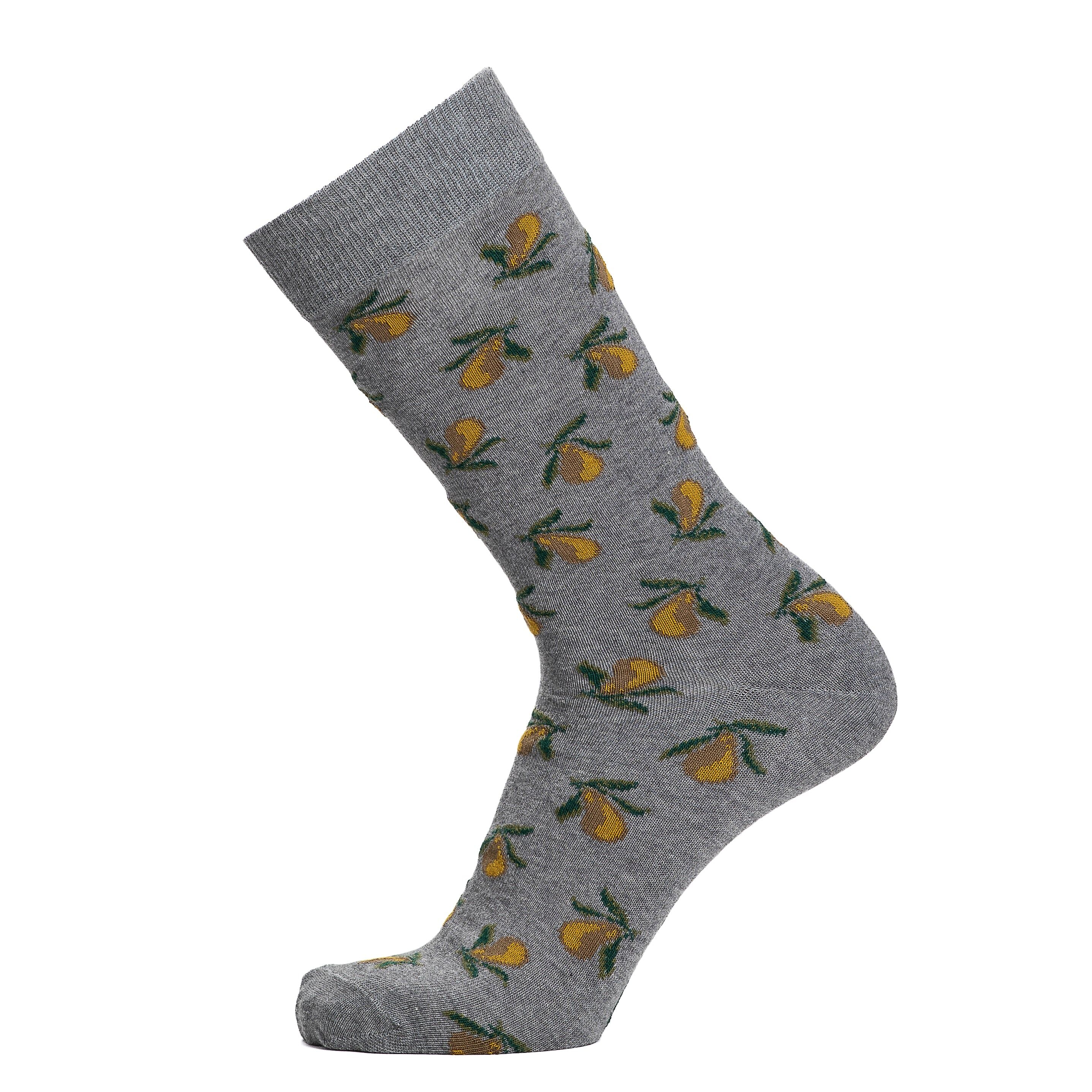 Birnen - Herrensocken - graue Baumwolle