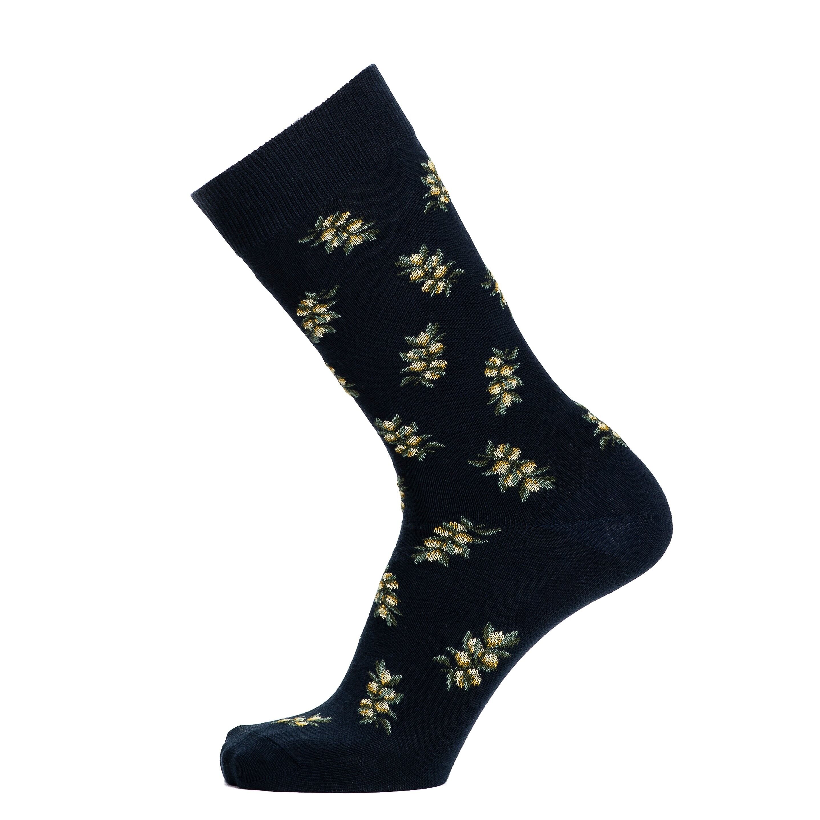 Olivenfarbene Herrensocken – Marineblaue Baumwolle