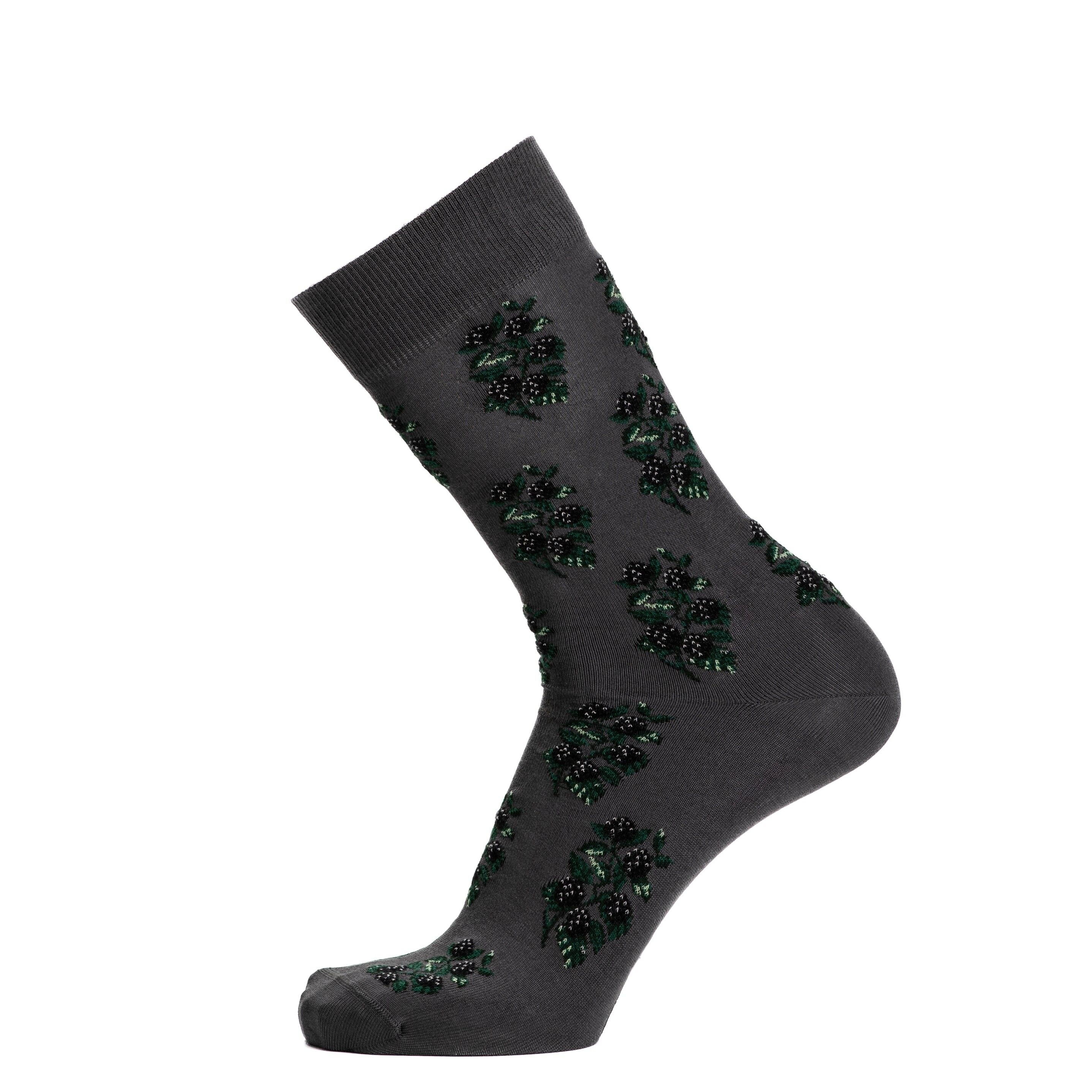 Blackberries - Men's socks - grey cotton