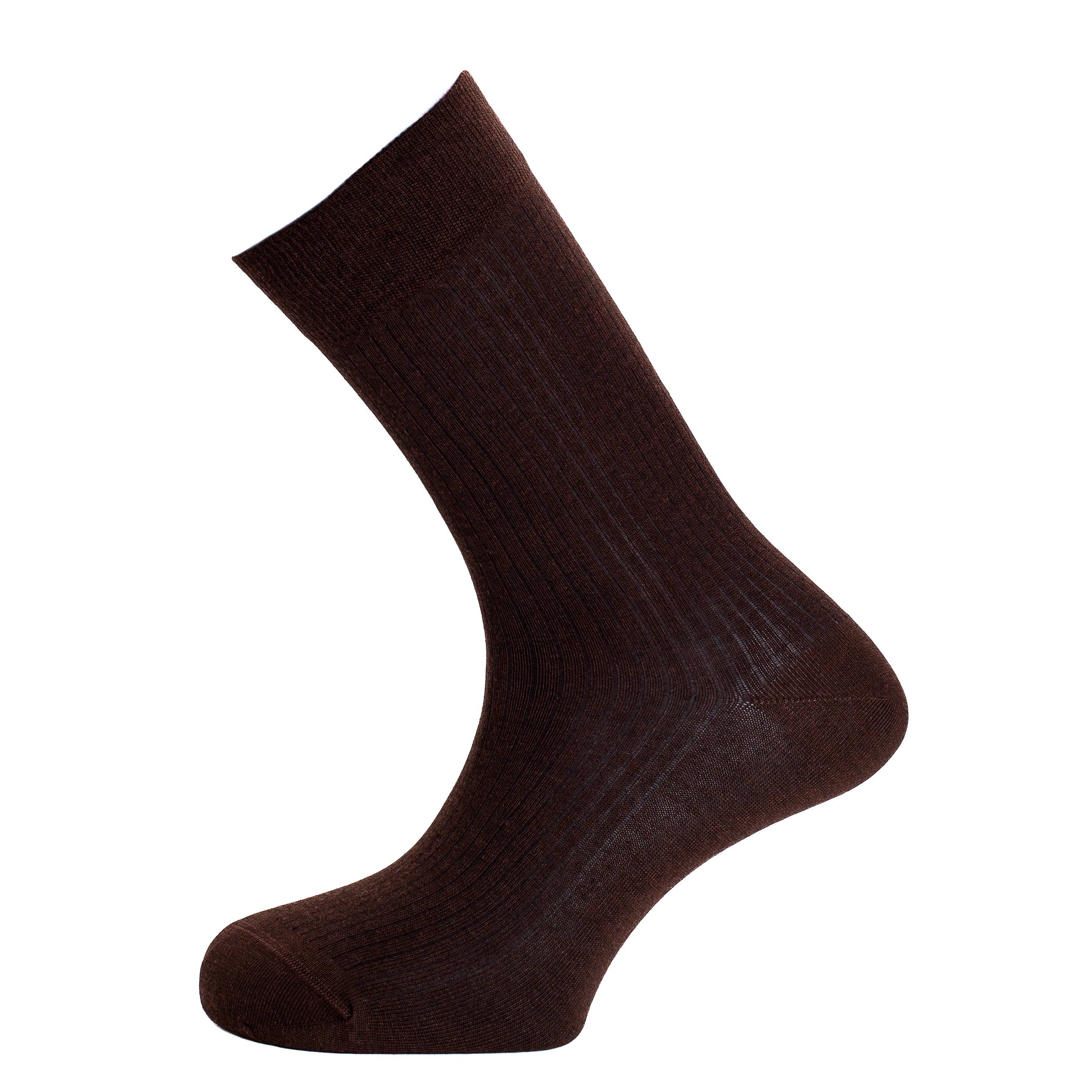 Dünne, gerippte Herrensocken – braune Baumwolle