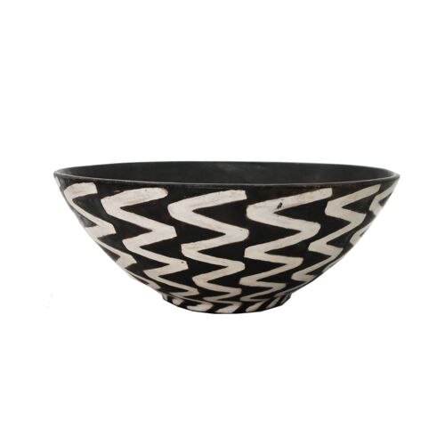 Large decorative bowl with zigzag