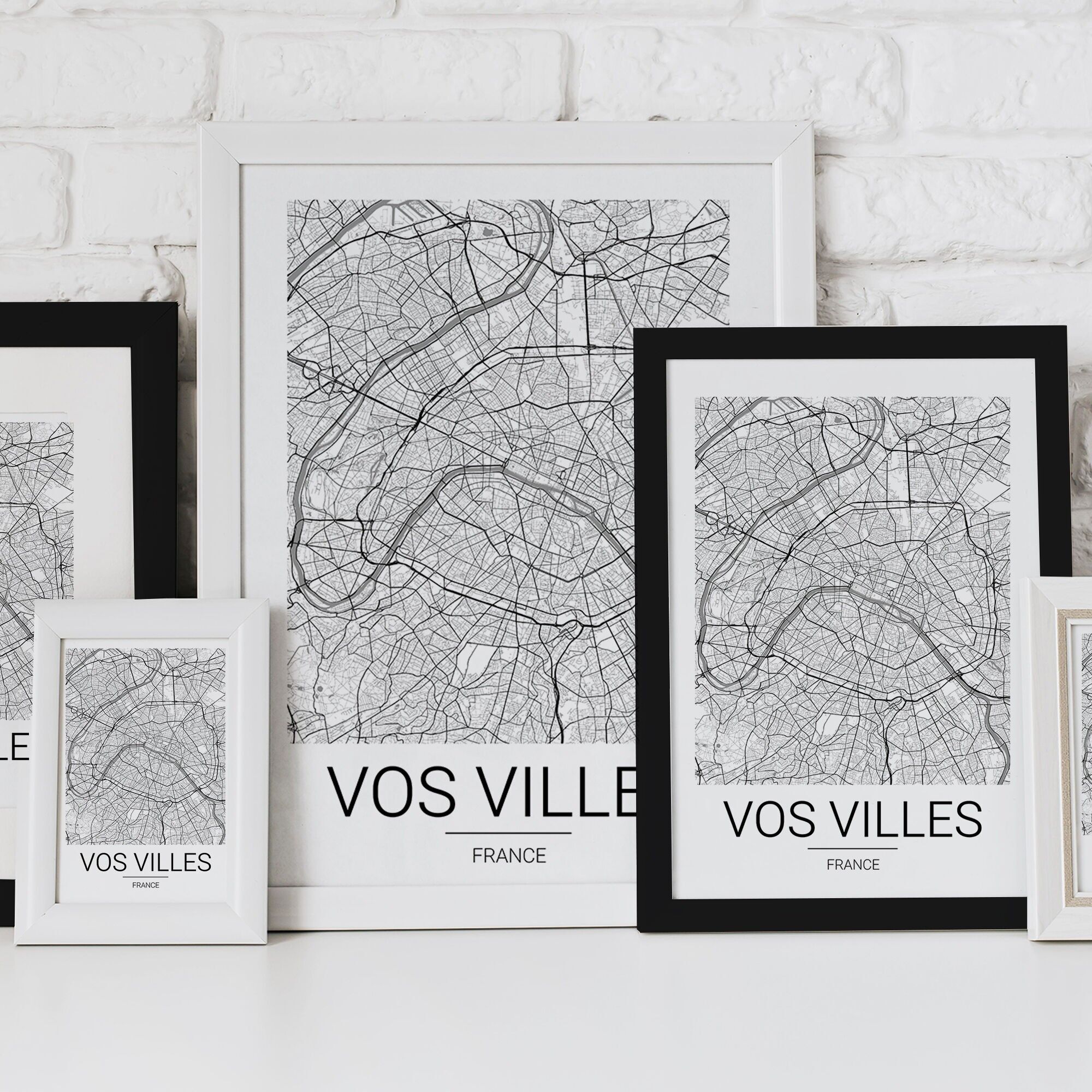 Pack découverte Affiche plan de ville au choix - 3 ou 5 villes format A3, A4 et A6