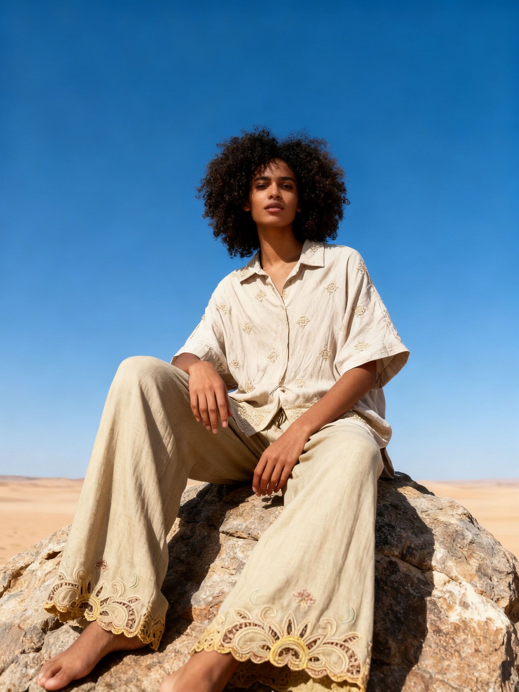 Bohemian style short-sleeved shirt