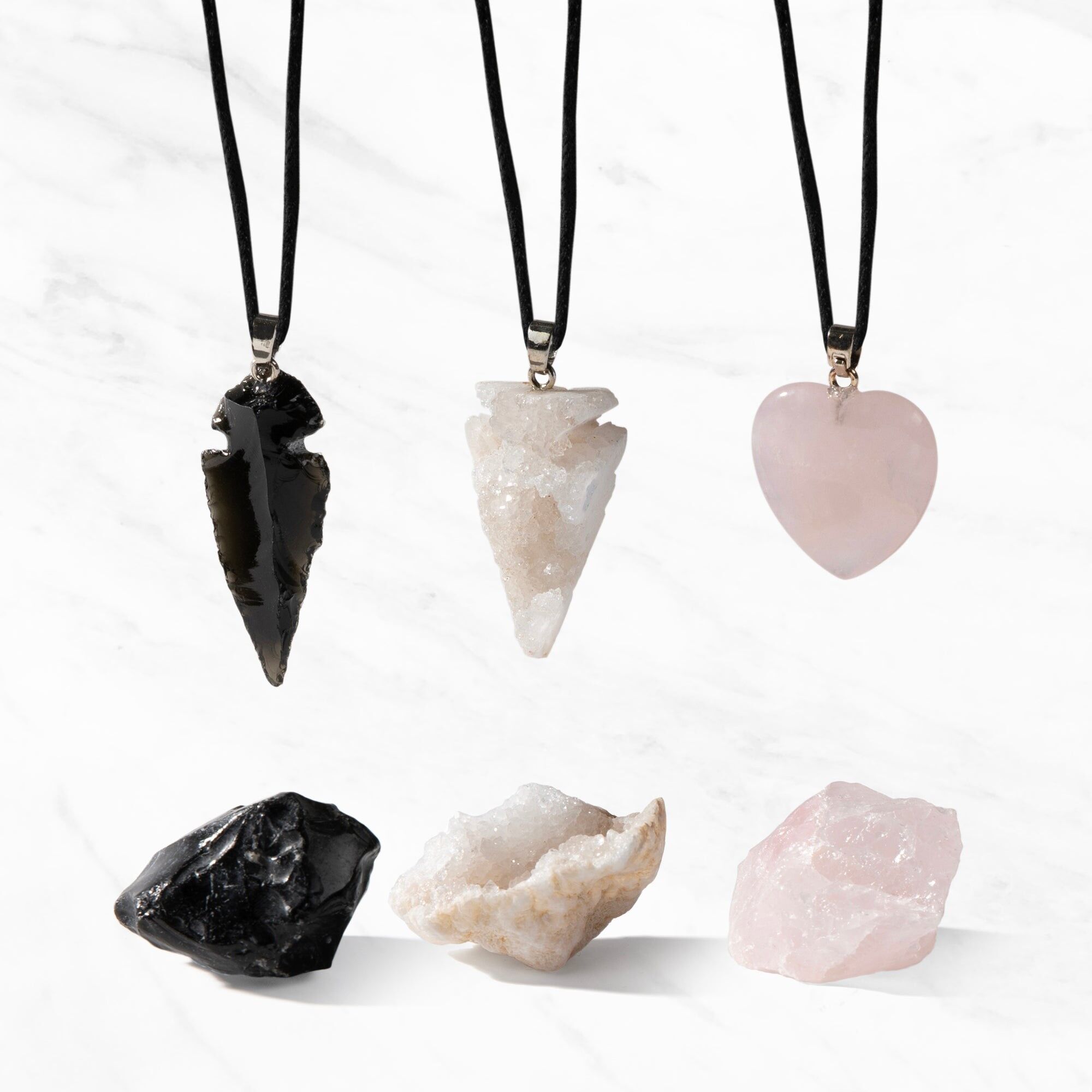 Geode Gift set - Rough Stone and Pendant choice of 3 Colours