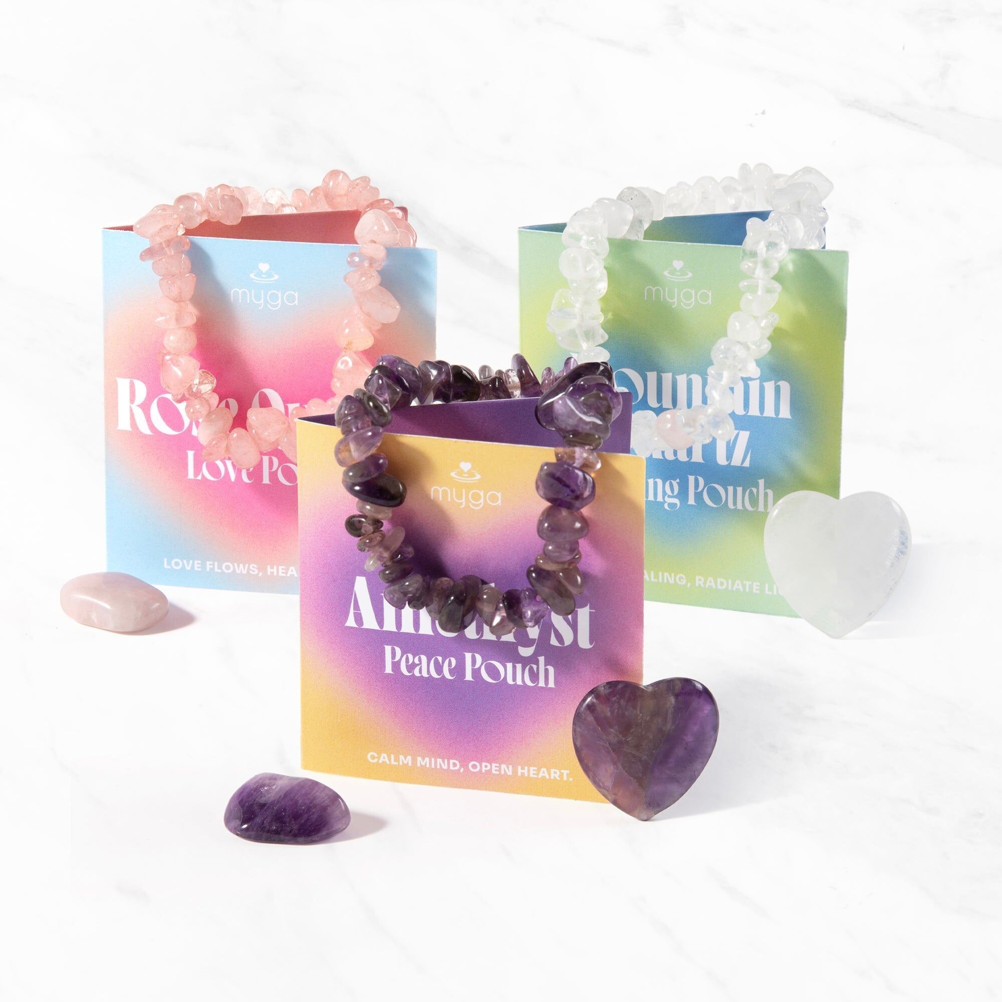 Stone Pouch Collection: Set of 3 Sacred Treasures - Choice Of 3 Crystals