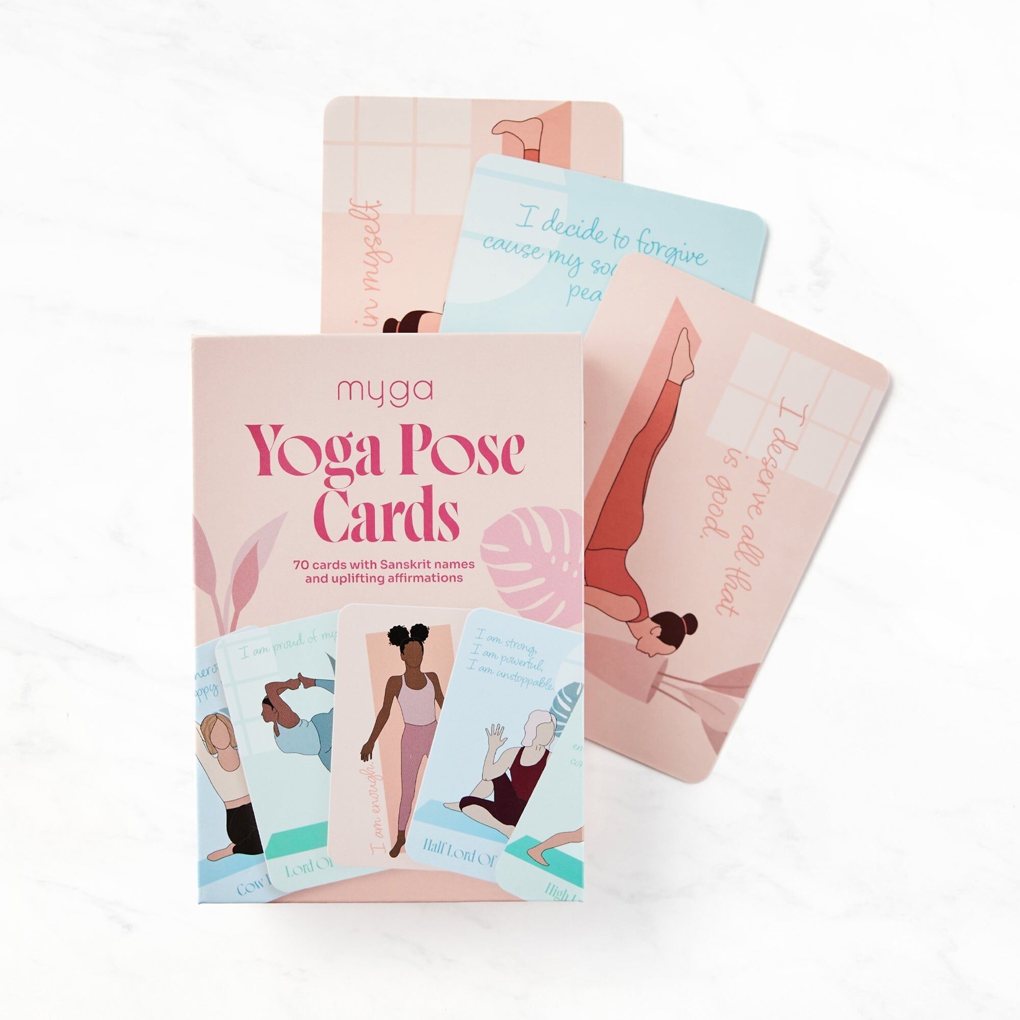 Myga Yoga Pose Cards – 70 Illustrated Yoga & Affirmation Cards