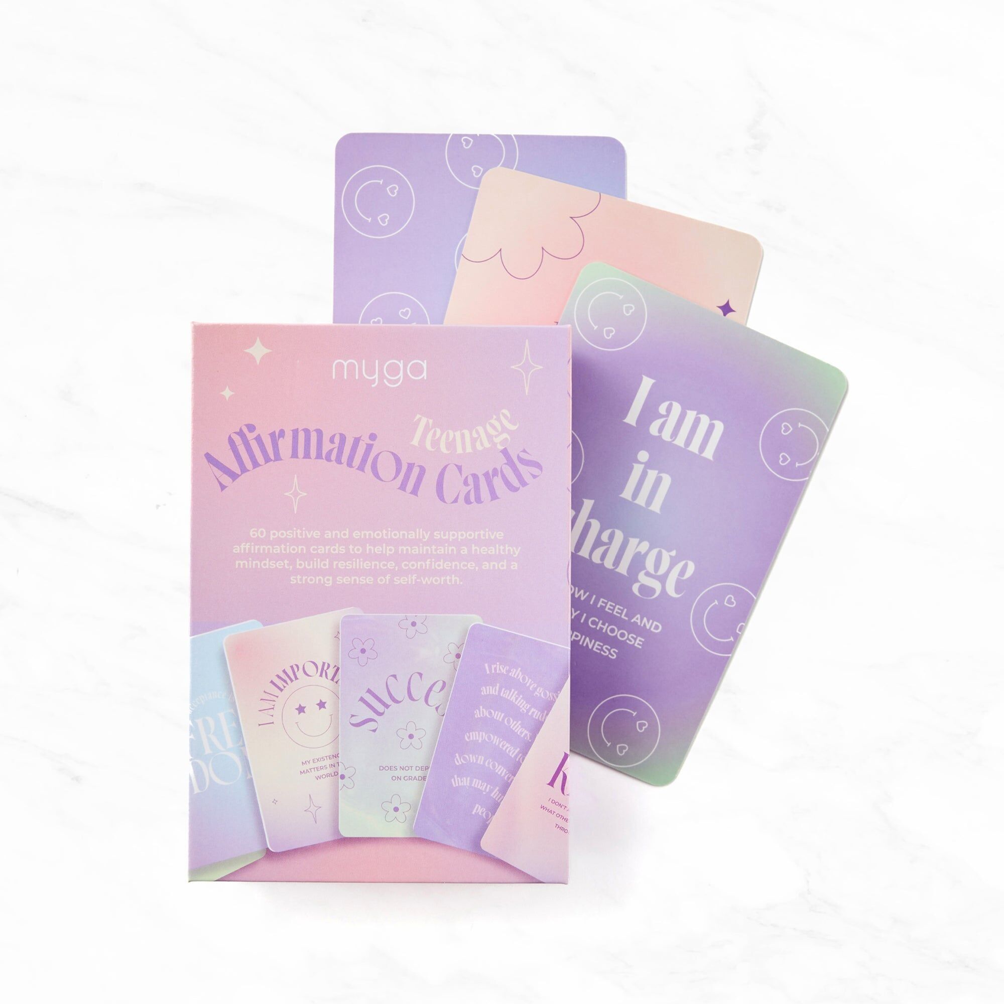 Myga Teenager Affirmation Cards – 60 Positive Mindset Cards for Teens