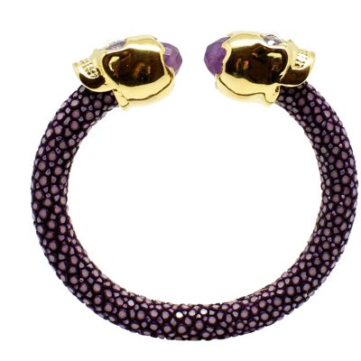 Skull bracelet in purple Galuchat