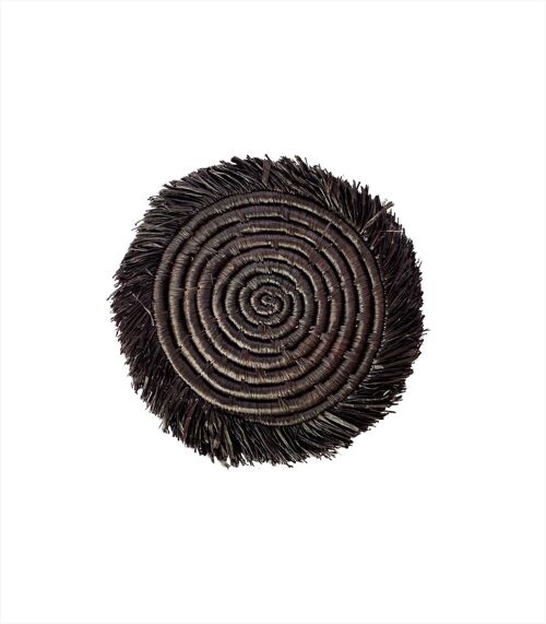 Fringed Black Raffia Coaster