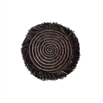 Fringed Black Raffia Coaster