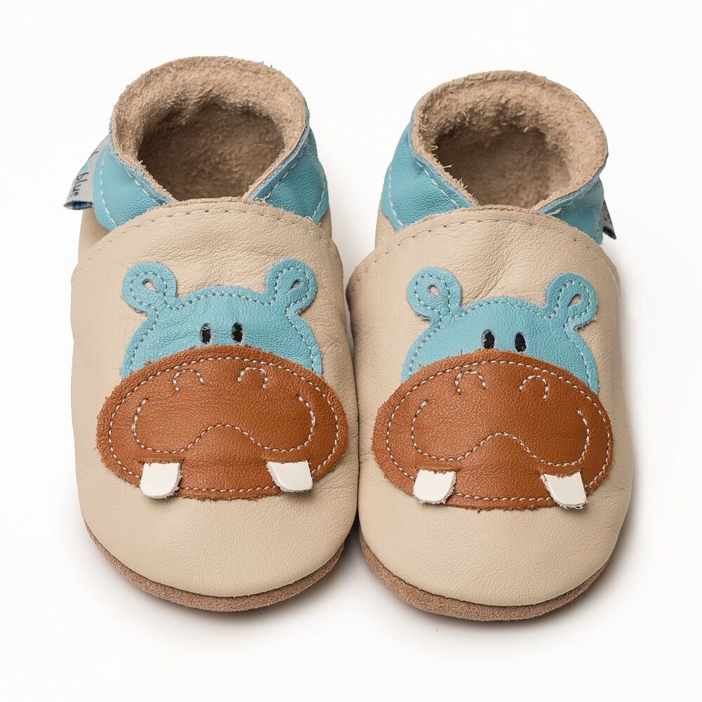 Chaussures Barefoot en cuir pour bébés et enfants, couleur crème Hippopotame