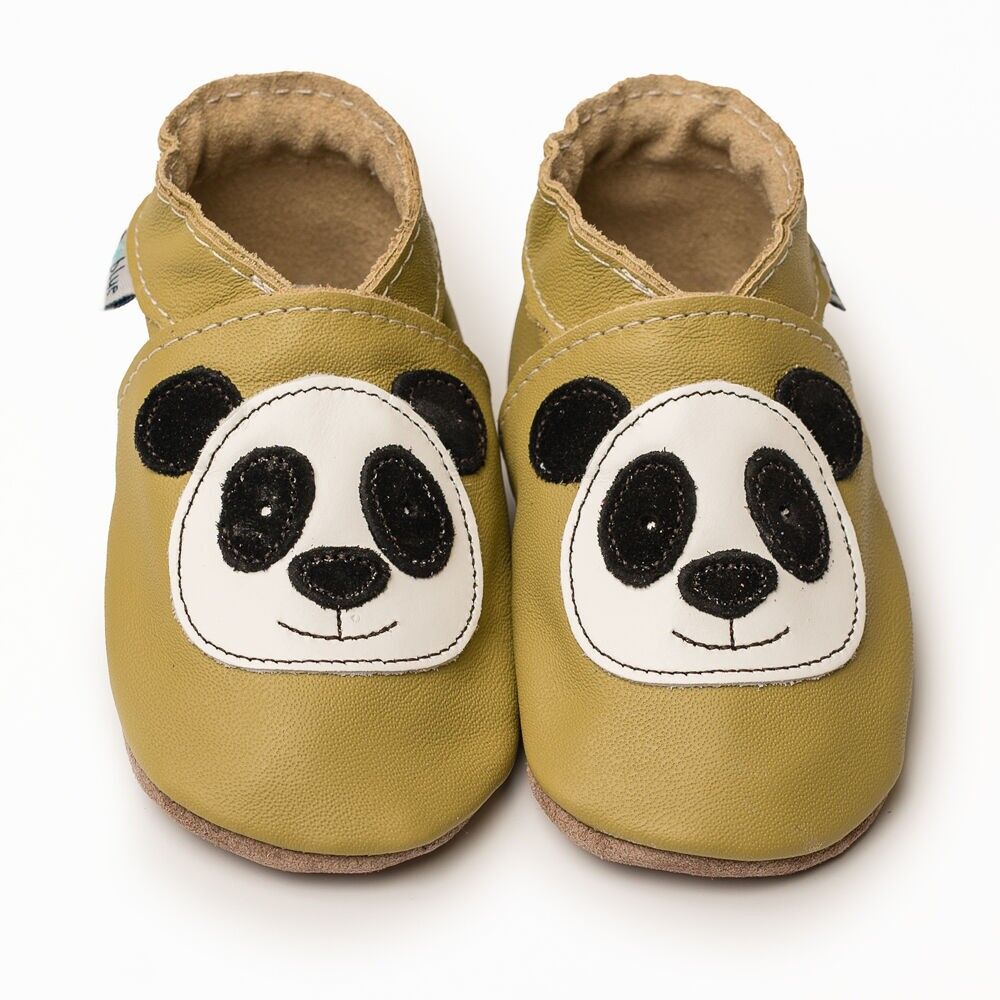 Scarpe per bambini e neonati in pelle Barefoot Panda Khaki