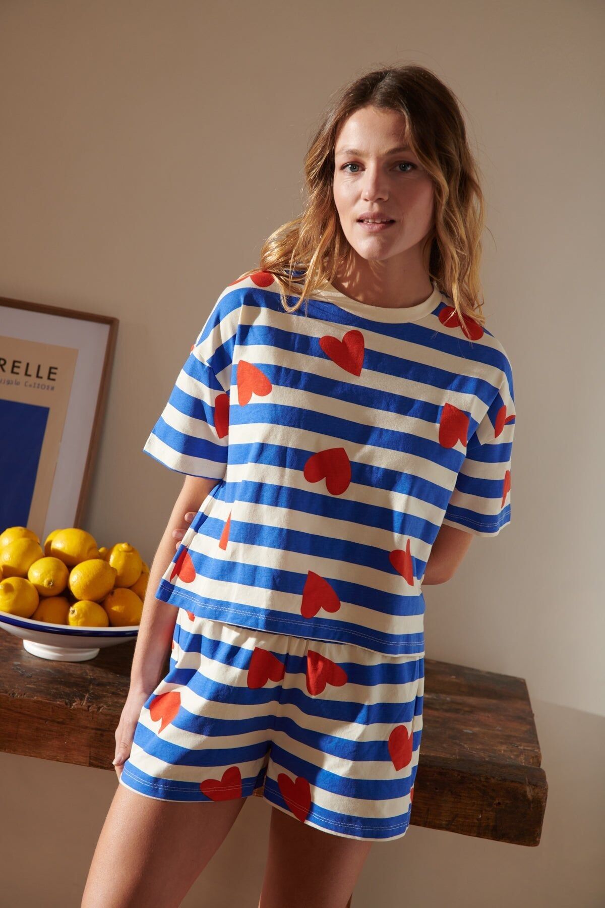 Organic Cotton Pyjamas - Striped Hearts