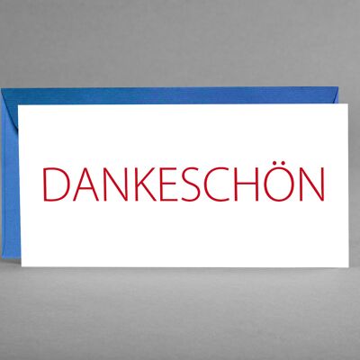 ZEITLOS: 5 Dankeschön-Karten weiß mit rotem Schriftzug inkl. Kuverts