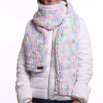 Multi color long hand knit winter scarf