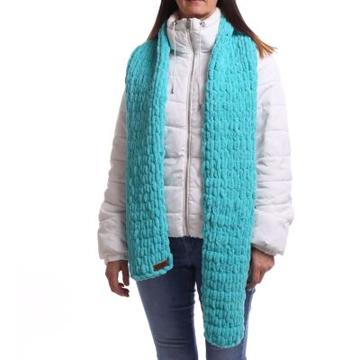 Turquoise big hand knit winter scarf
