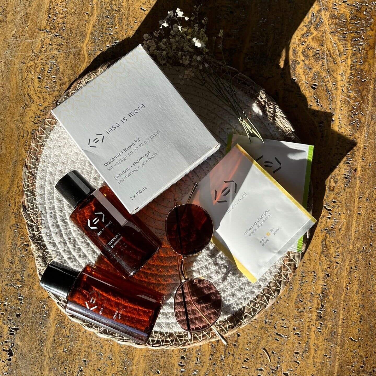 Travel kit [shower gel + shampoo] - mini size 100ml (water not included)