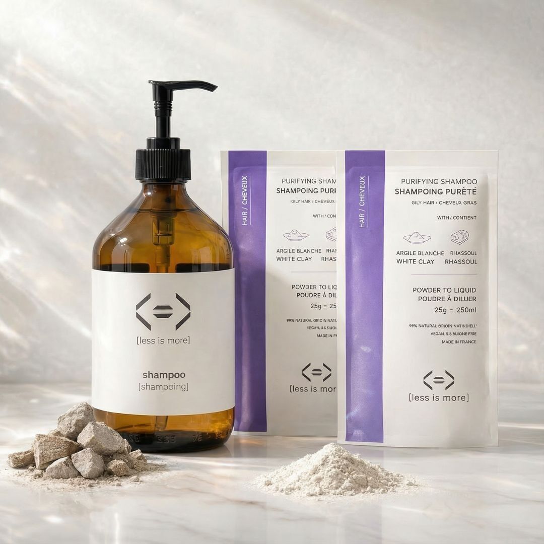 Shampoing pureté [rhassoul + argile blanche] - coffret prestige 500 ml avec bouteille verre