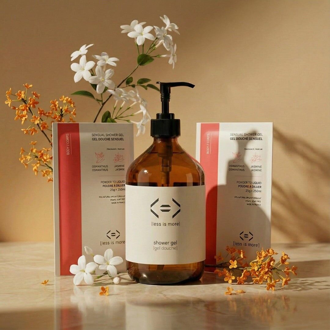 Gel douche sensuel [osmanthus + jasmin] - coffret prestige 500ml avec bouteille verre