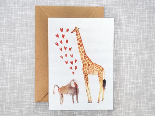 Giraf & Baviaan Briefkaart