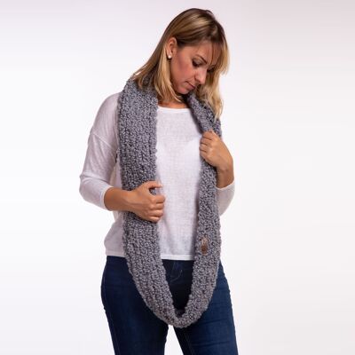 Gray hand knitted winter scarf, Infinity
