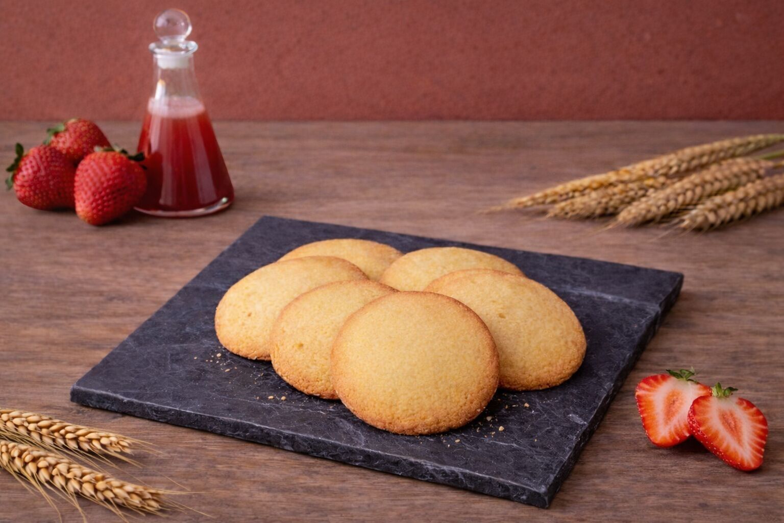 Strawberry-flavored shortbread cookies in 150g / 250g / 500g bags