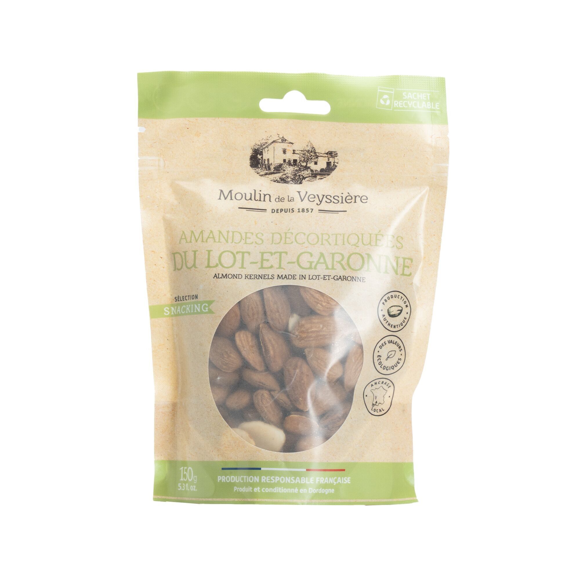 Amandes décortiquées entières - 150g