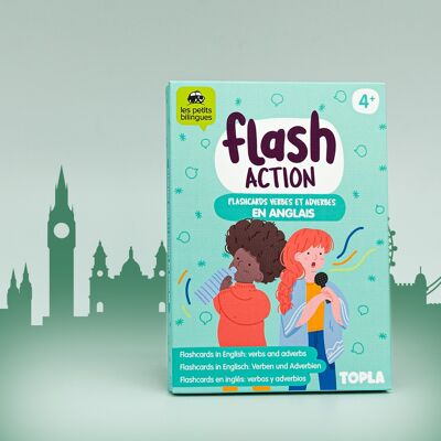 Flash Action - Tarjetas para aprender verbos de acción y adjetivos en inglés