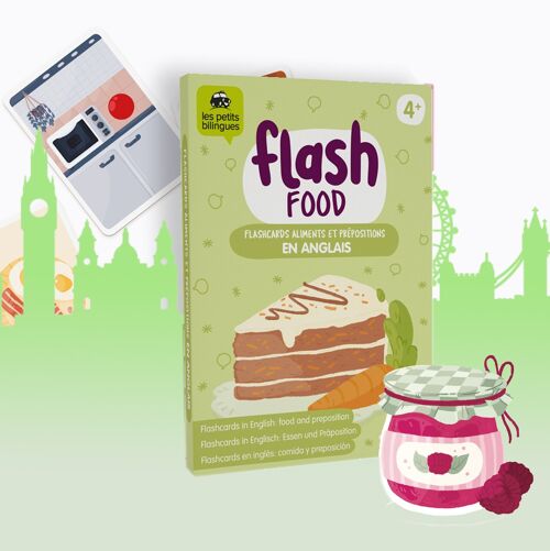 Flash Food - Cartes pour apprendre les aliments et les prépositions en anglais