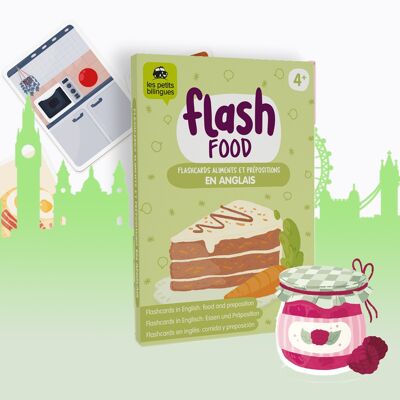 Flash Food - Cards to learn foods and prepositions in English