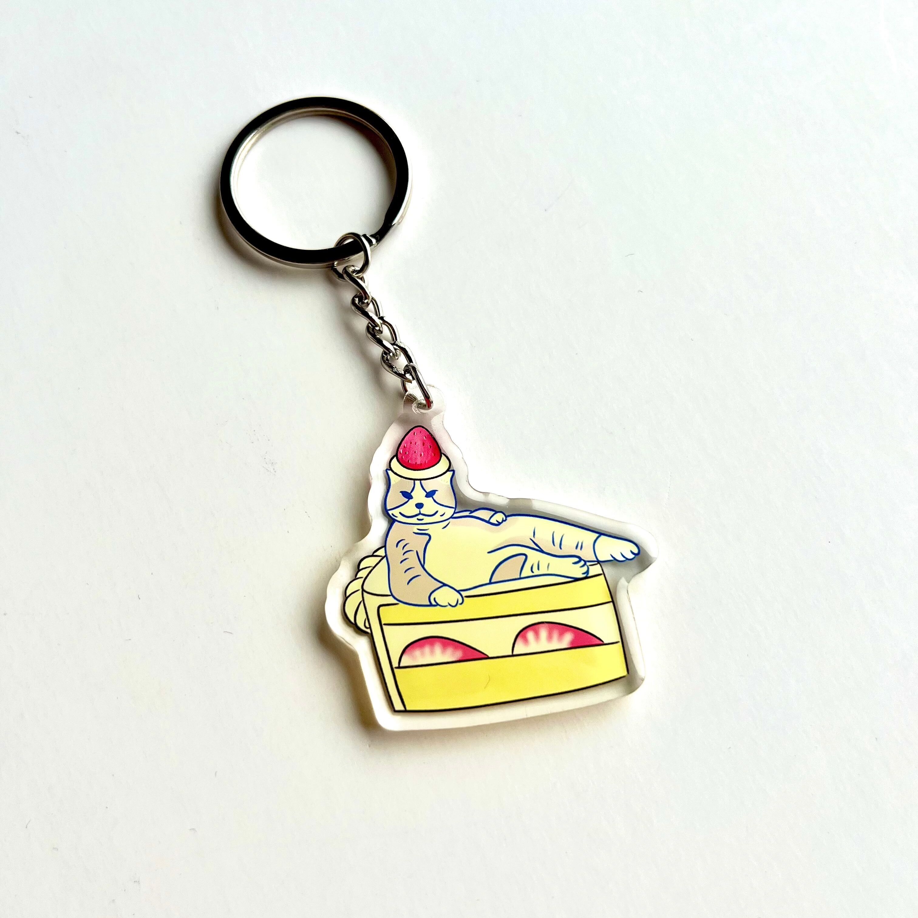 Cat Key Chain - Strawberry cake