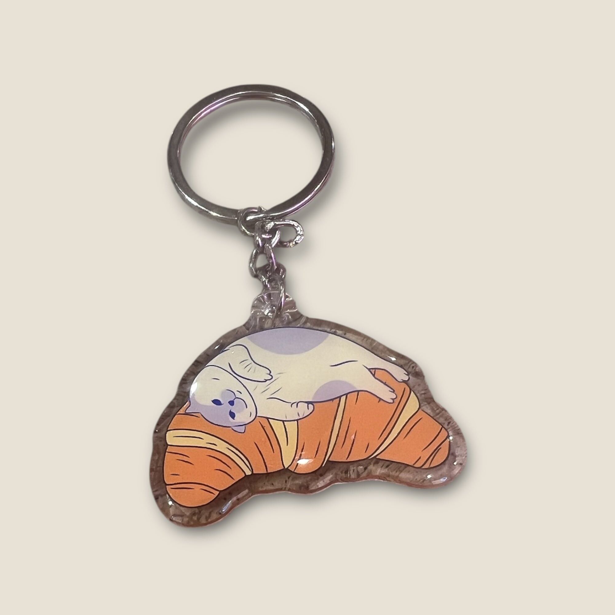 Cat Key Chain - Croissant bed