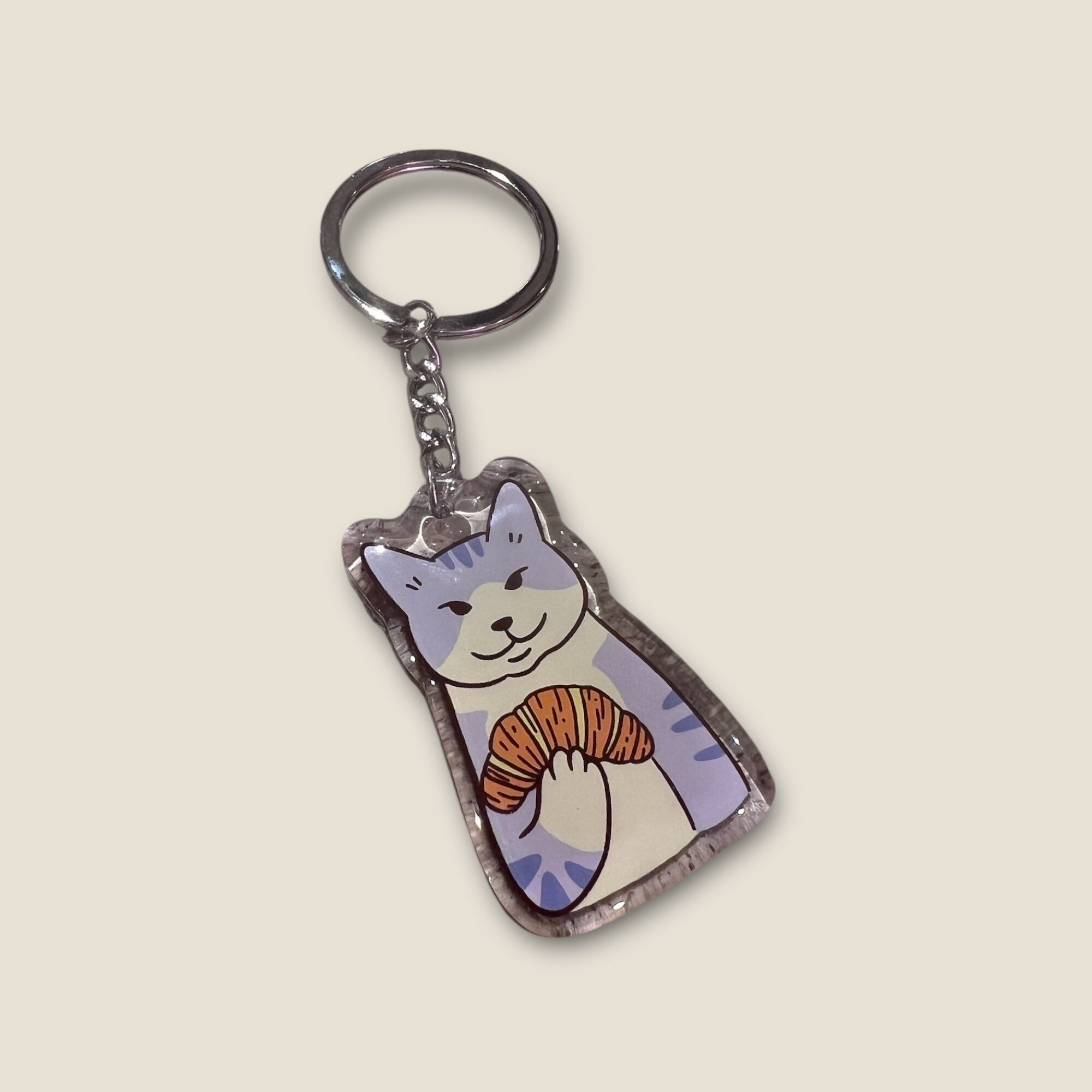 Cat Key Chain - I love Croissants