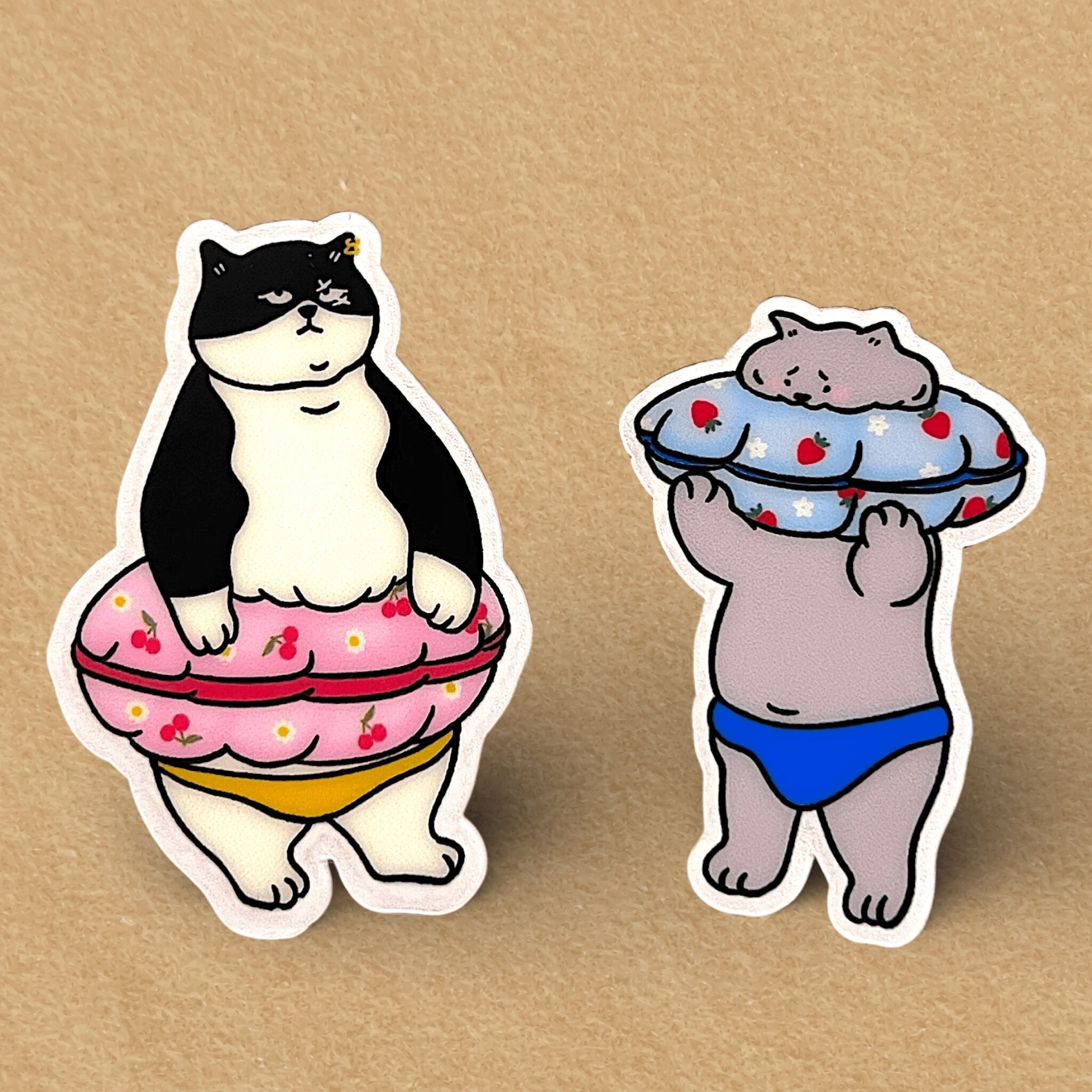 Cat sticker - Stuck (Scarface and Little Grey)