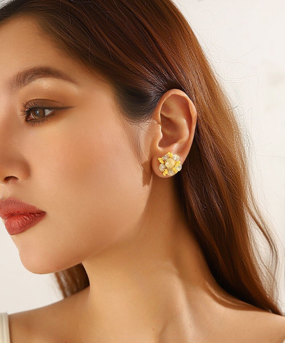 Boucles d’oreilles à clou strass perles rondes – 26PEBOL015